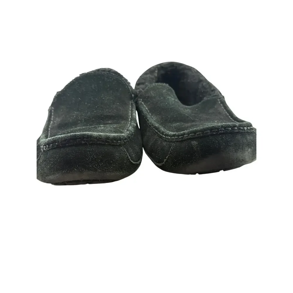 Ugg Black Suede Mens Ascot Slipper Size 12 Sheepskin Causal